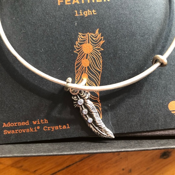 Alex and Ani • Single silver bangle with rhinestone feather - Picture 2 of 3